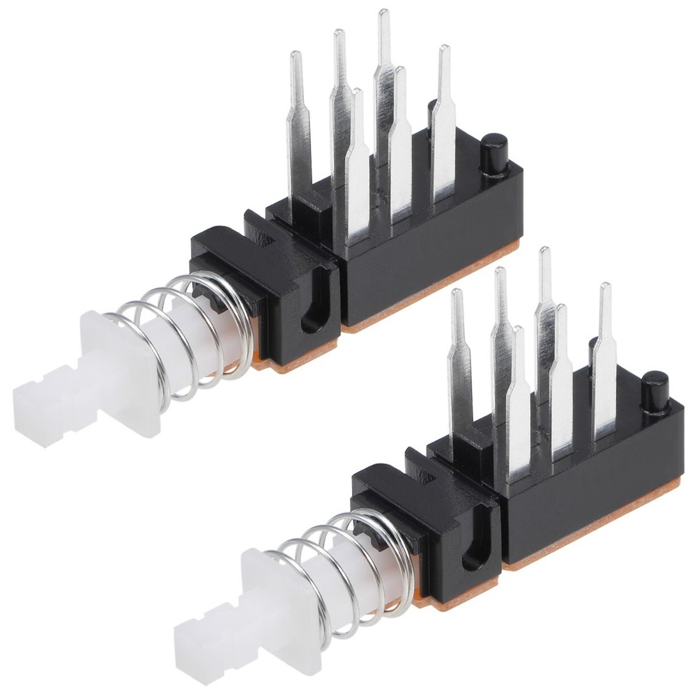 2 x Push Button Switch DPDT 6 Pin 1 Position Self-Locking Black