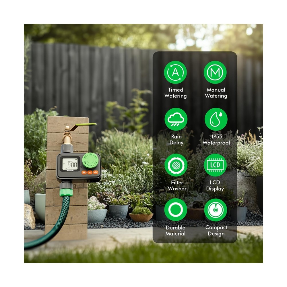 RESTMO Sprinkler Timer, Programmable Water Timer for Garden Hose, A... Fast Ship