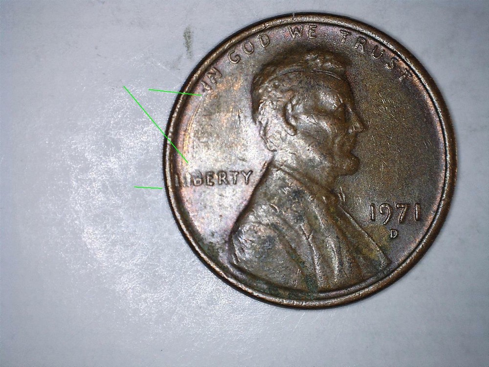1971 D Lincoln Cent Error , LIBERTY "LI"
