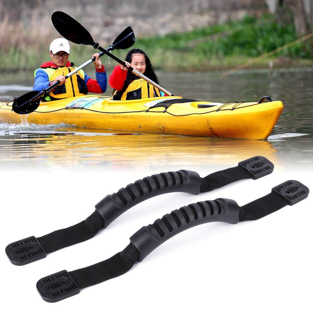 Black Grab Handle Kayak Boat Side Mount Rubber Replacement Grip Handle -2 Pack