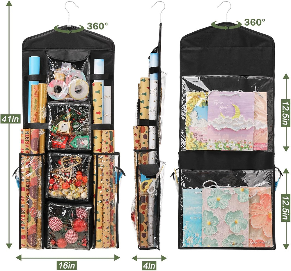 Double-Sided Hanging Gift Wrap Storage Organizer