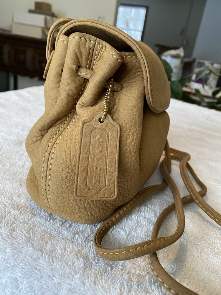 Coach Sonoma Nubuc Drawstring Pouch 4940 Leather Sand