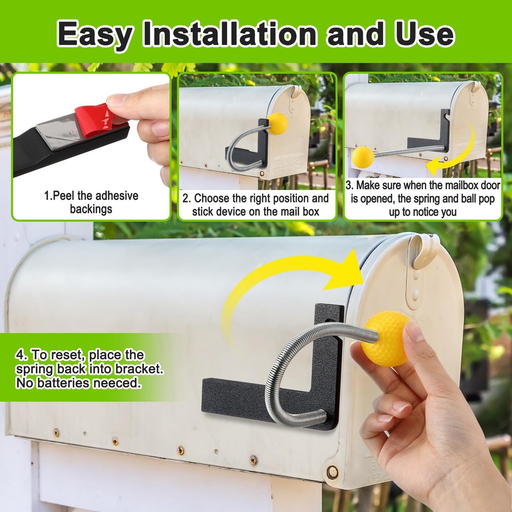 2 Pack Mailbox Notification Device, Mail Arrival Indicator Yellow
