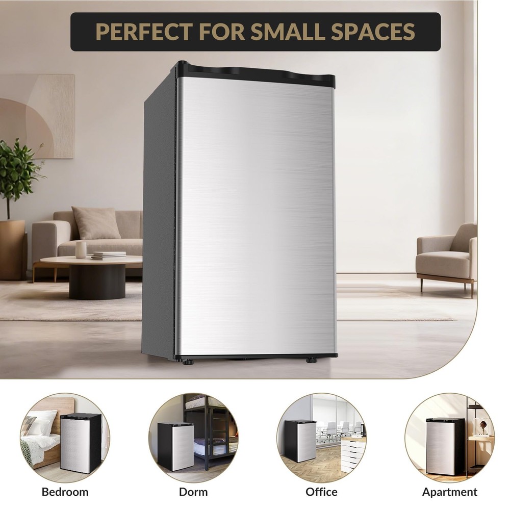 3.2 Cu.Ft Energy Efficient Mini Fridge, Compact Quiet Refrigerator for Dorm, ...