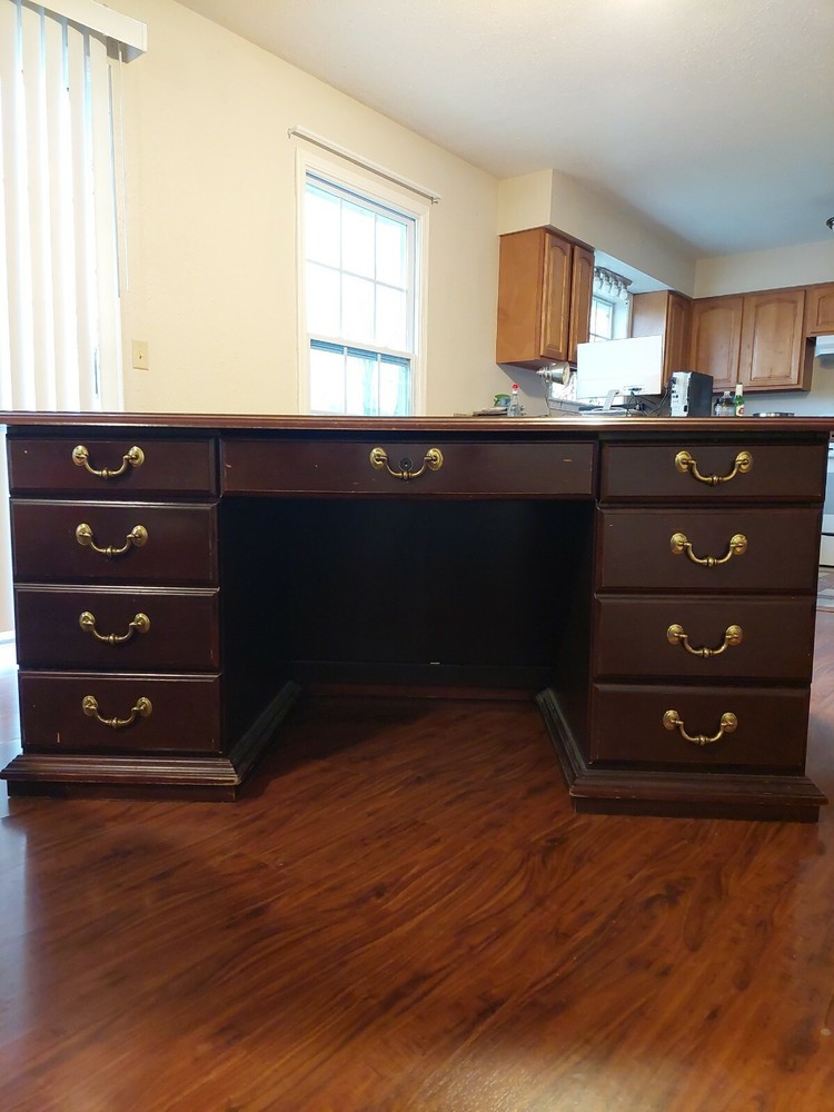wood office desk with drawers