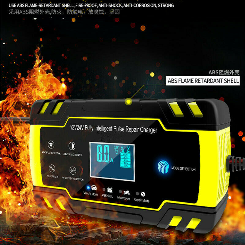 Automatic LCD Display Fast Charging Motorcycle Battery Charger Maintainer Tool