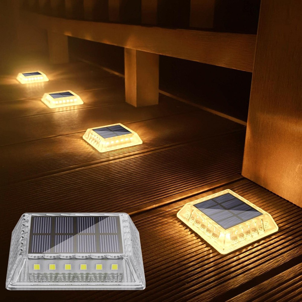 Solar Powered Deck Lights Driveway Walkway Dock Light Step Lamp Decoration