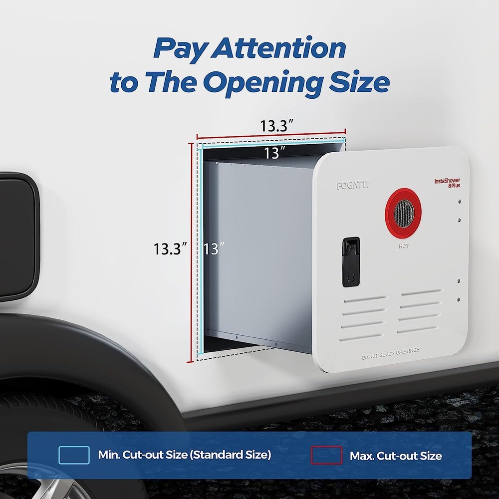 FOGATTI RV Tankless Water Heater 2.9GPM 55000BTU Instand Hot Door Remote Control