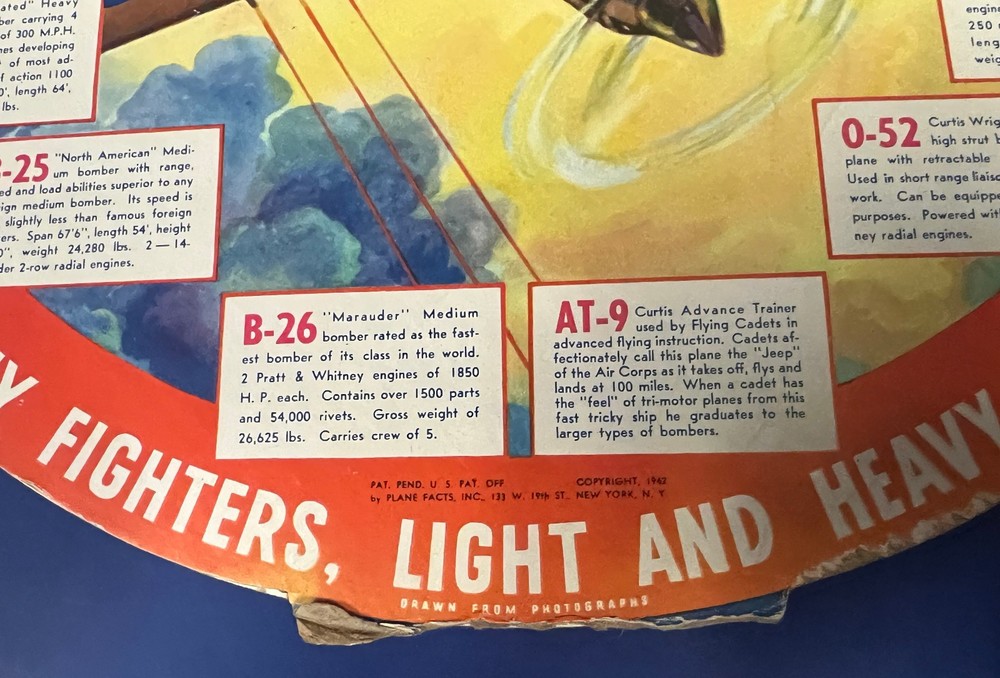 1942 AIRCRAFT RECOGNITION SPOTTER WHEEL U.S. AIRCRAFT