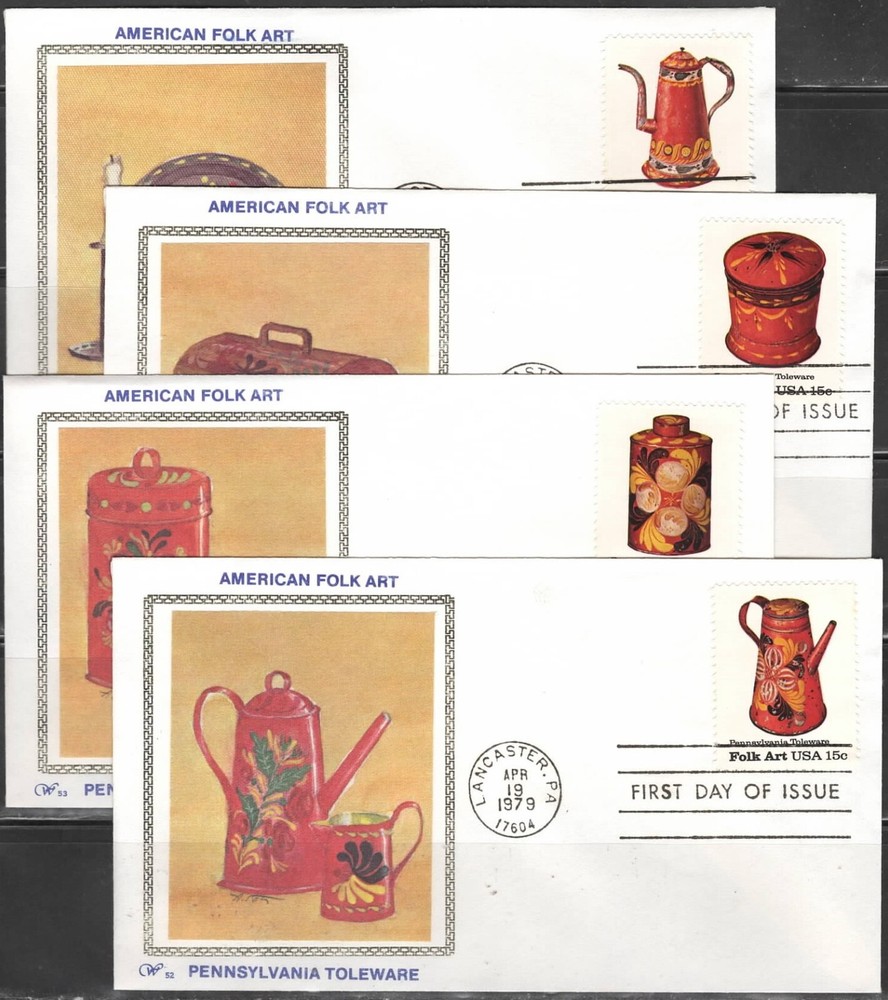US Scott #1775-1778  Western "Silk" Cachet FDCs, Unaddressed