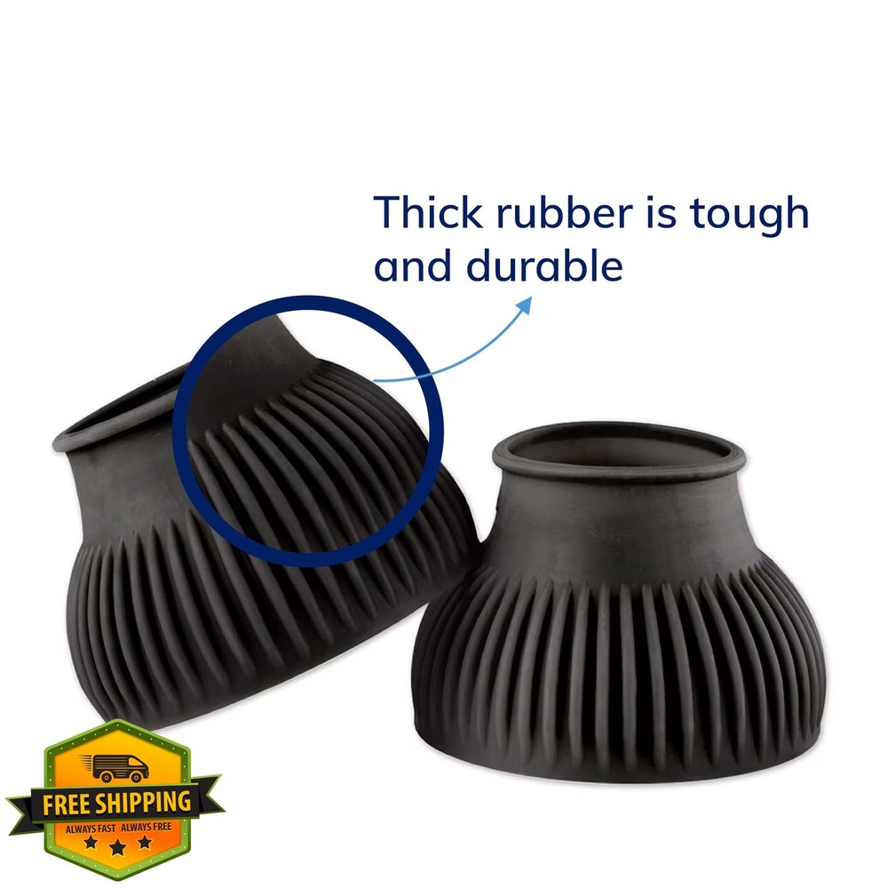 SmartEquine Horse Bell Boots Medium Rubber Ribbed Pull On