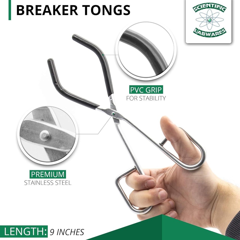 Scientific Labwares Silver Essential Lab Tools Starter Pack Crucible Beaker Tong