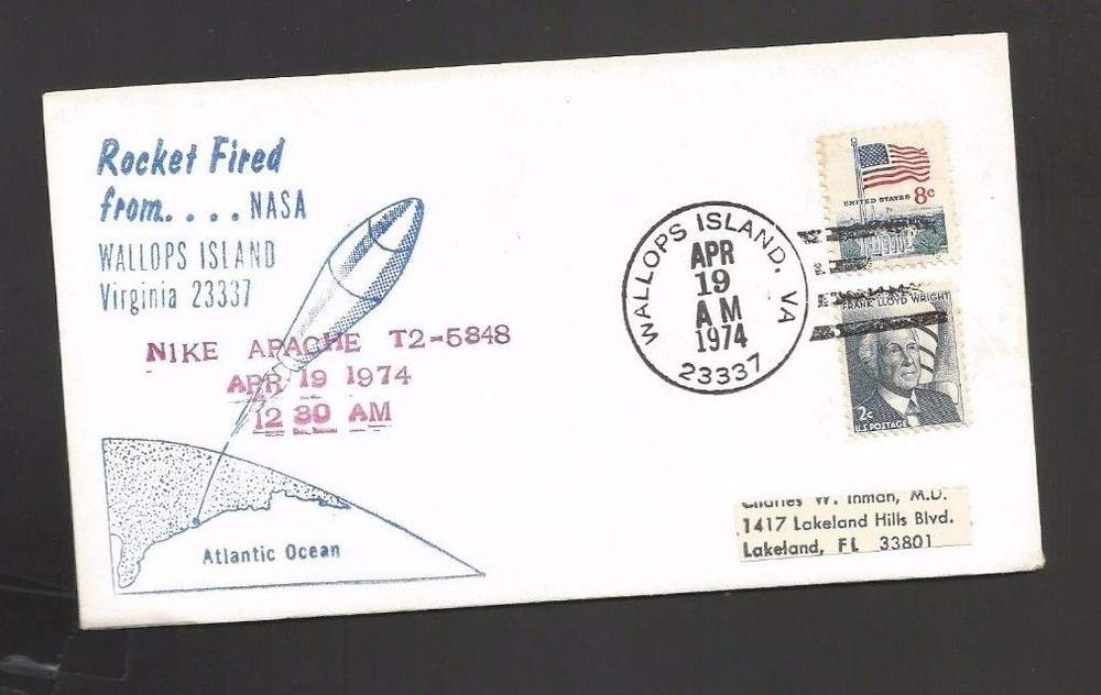 ROCKET FIRED FROM WALLOPS ISLAND VA NIKE APACHE T2-5848 APR 19, 1974
