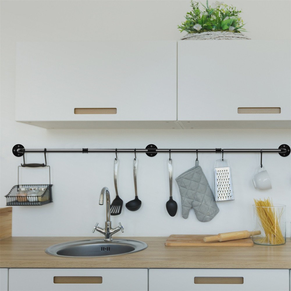 Space Saving Wall Mounted Clothes Rack Pipe Clothing Garment Display Rack Retail