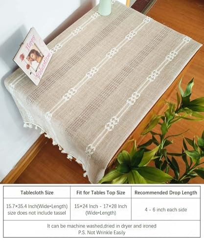 Bedside Tablecloth for Nightstand Tassel 35.4" x 15.7" (Rectangular) Coffee