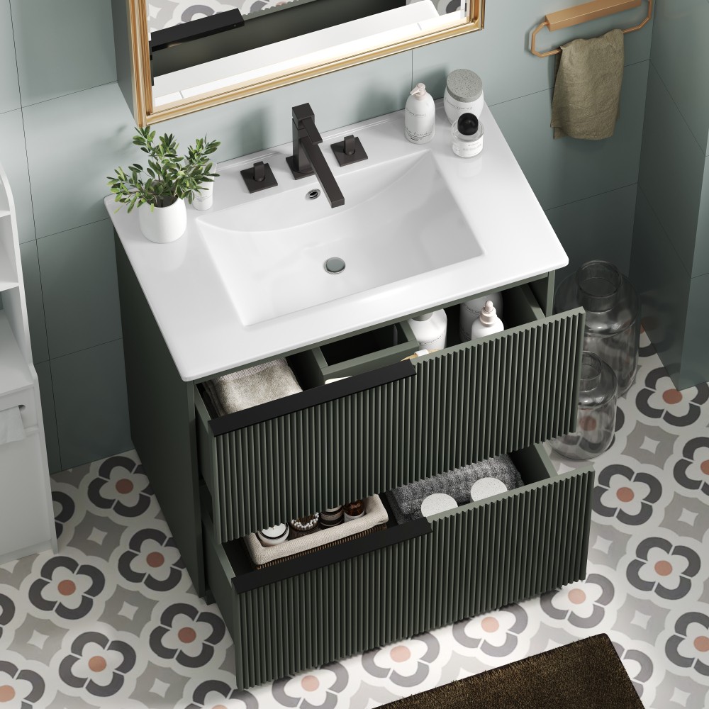 Bathroom Vanity W Ceramic Sink Full Extension Drawers
