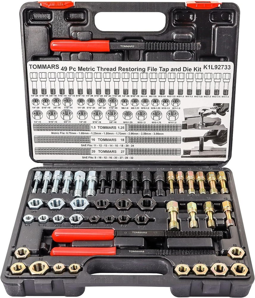 TOMMARS 49-Piece Thread Chaser Set, UNC UNF & Metric Set