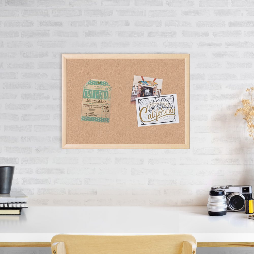 Cork Bulletin Board, Brown Birch Frame, 17" X 23"