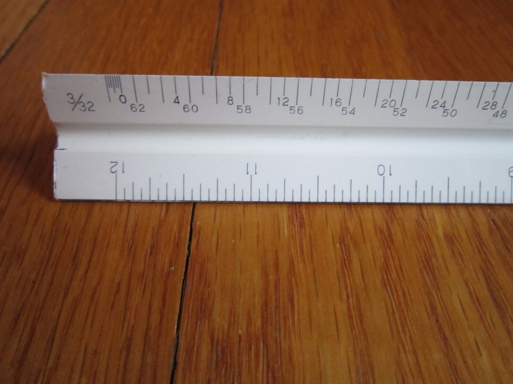 Vtg Charvoz 12" Architect Drafting Ruler 3 Sided Triangular Plastic 30-1201 Case