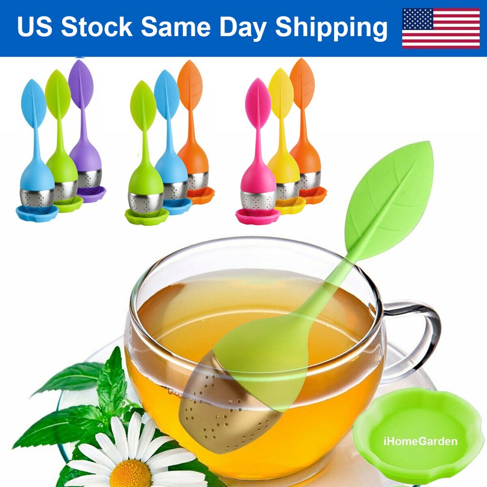 Silicone Leaf Tea Infusers Stainless Tea Strainer Herbal Spice Filter Diffuser