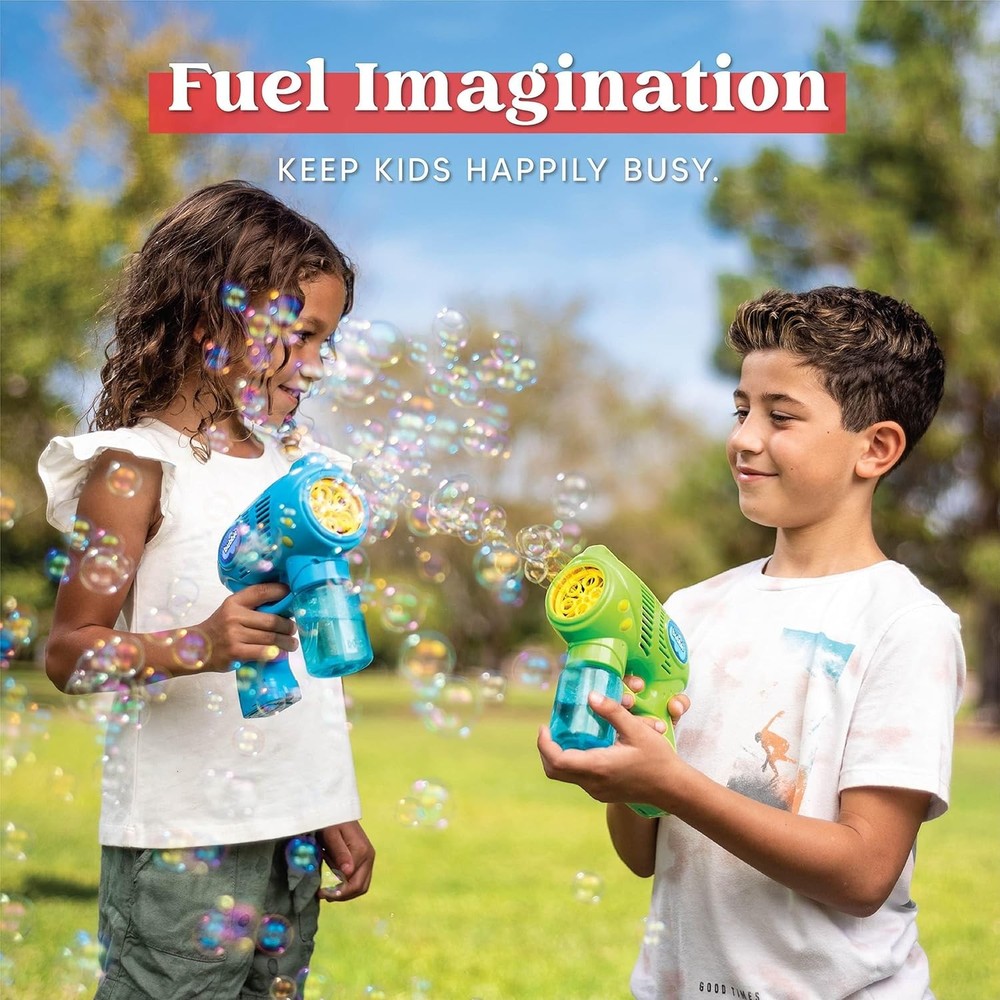 2 Kids Bubble Gun with 2 Bottles Refill Solution, Bubble Machine Gun for Todd...