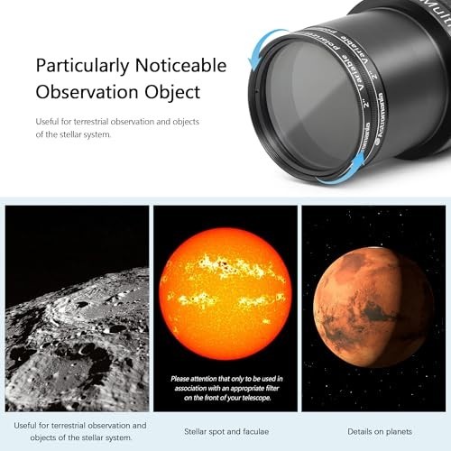 2" Variable Grey Polarizing Filter for Telescopes & Eyepieces, 1-40% Light Contr