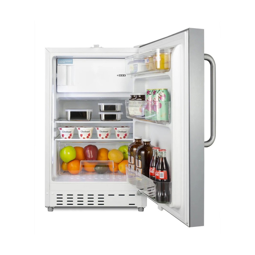 Summit ALRF48CSS 19" Undercounter Freezer/Refrigerator w/ 1 Solid Door, 3 Gla...