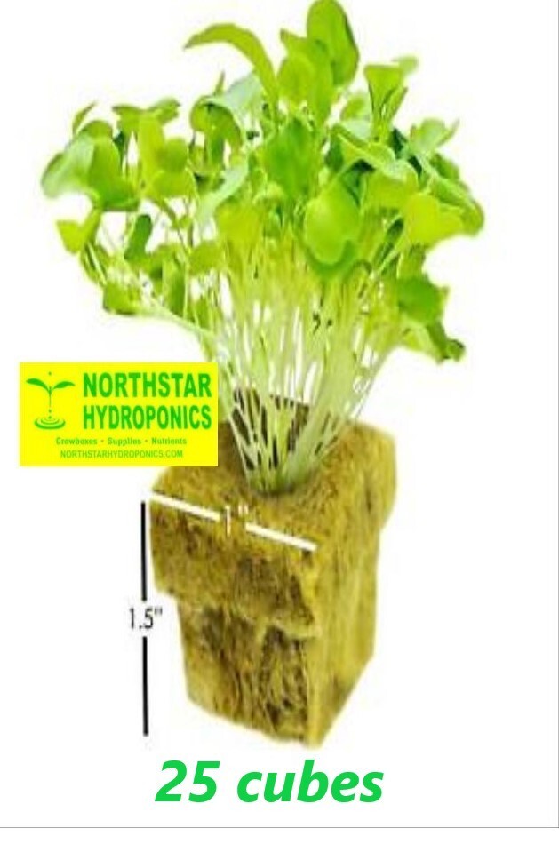 25) GRODAN ROCKWOOL 1"X1" STARTER CUBE HYDROPONIC MEDIA