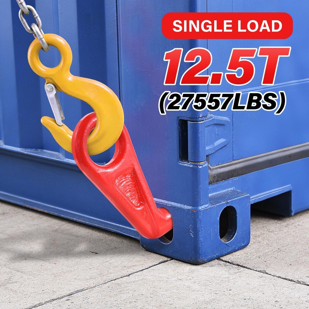 Shipping Container Lifting Hooks, 12.5T Working Load Limit, Left & Right 45°