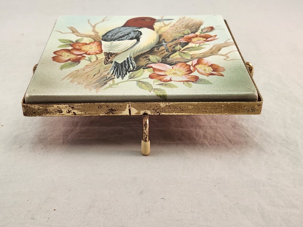 Vintage Painted Bird Tile Trivet