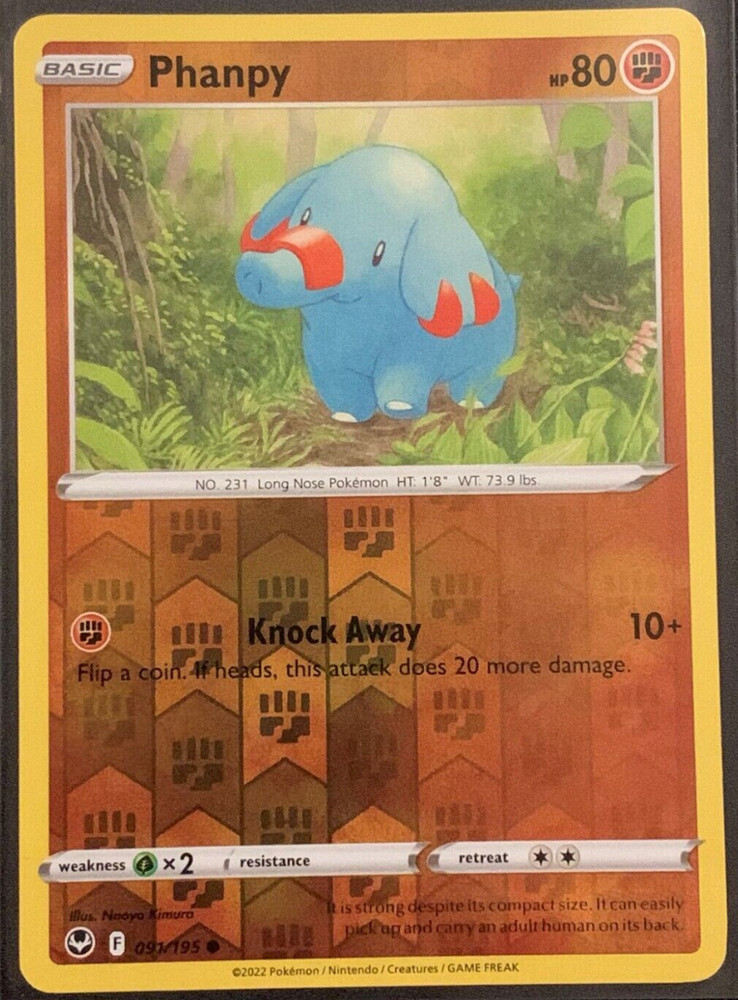 Phanpy - 091/195  - REVERSE HOLO - Silver Tempest - Pokemon - NM/M