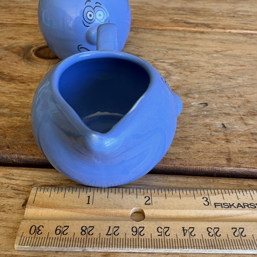 VTG Mini Set Cream & Sugar Funny Faces Blue