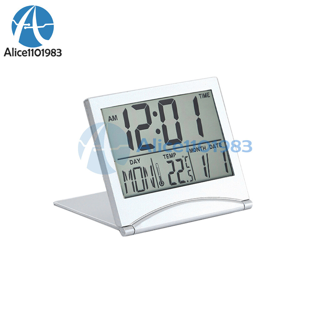 Digital Deck Clock Foldable Calendar Temperature Timer Alarm Clock LCD Display
