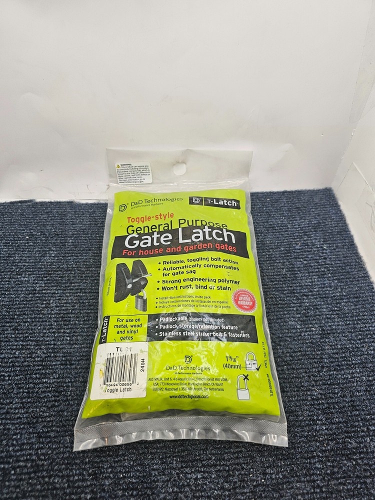D&D Technologies TL01: T-Latch Action Gate Latch, Padlock Gravity Gate Latch