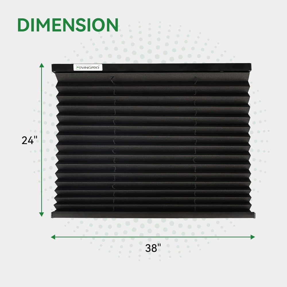 RV Blinds for Camper Windows, Camper Replacement Blinds, 38"W x 24"H Black