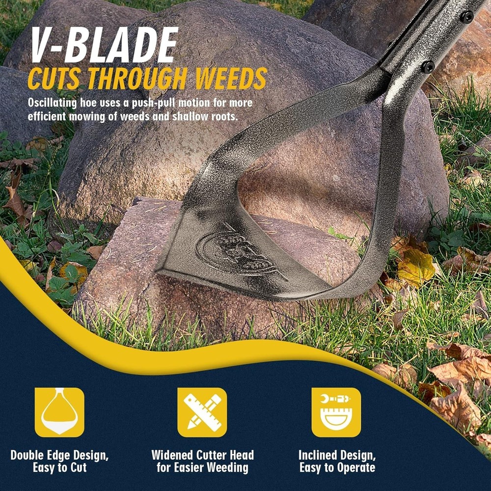Adjustable 52.7" Carbon Steel Weeding Hoe with Triangular Blade for Efficiency