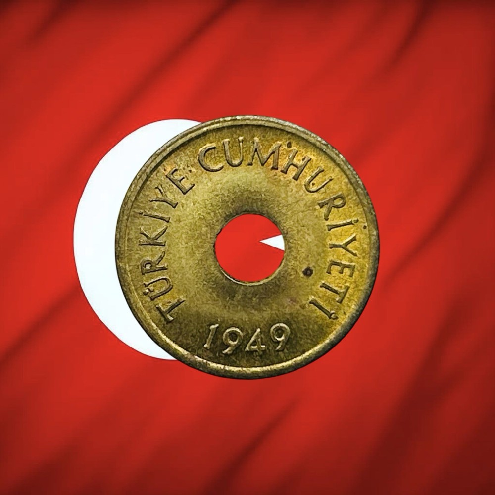 1949 Turkey 1 Kurus - UNC - Combined Ship