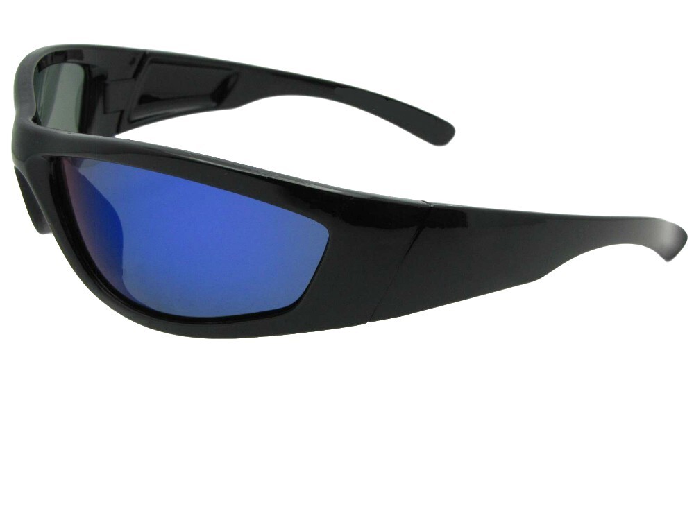 Wrap Around Frame Color Mirrored Polarized Sunglasses Style PSR29