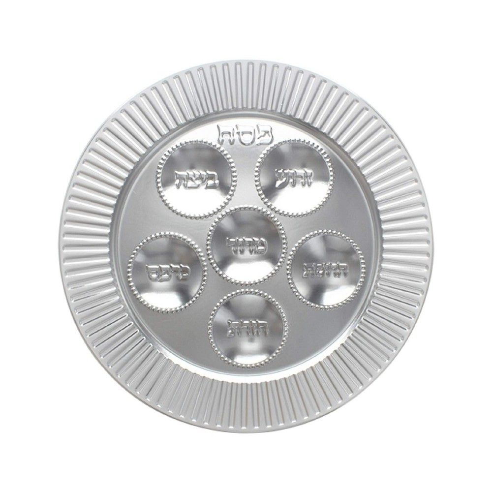 Passover Plastic Seder plate (10 pack) - 13" Traditional Silver Disposable pl...