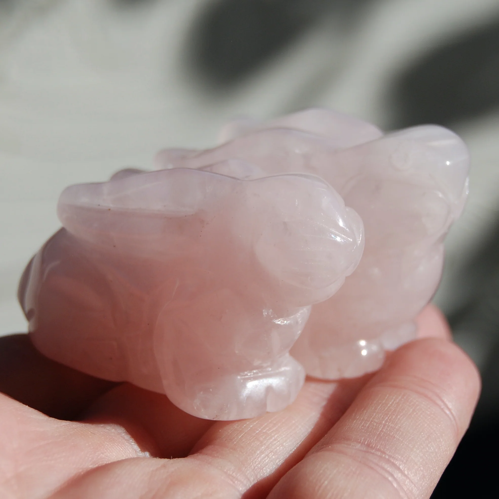 2in Rose Quartz Carved Crystal Rabbit