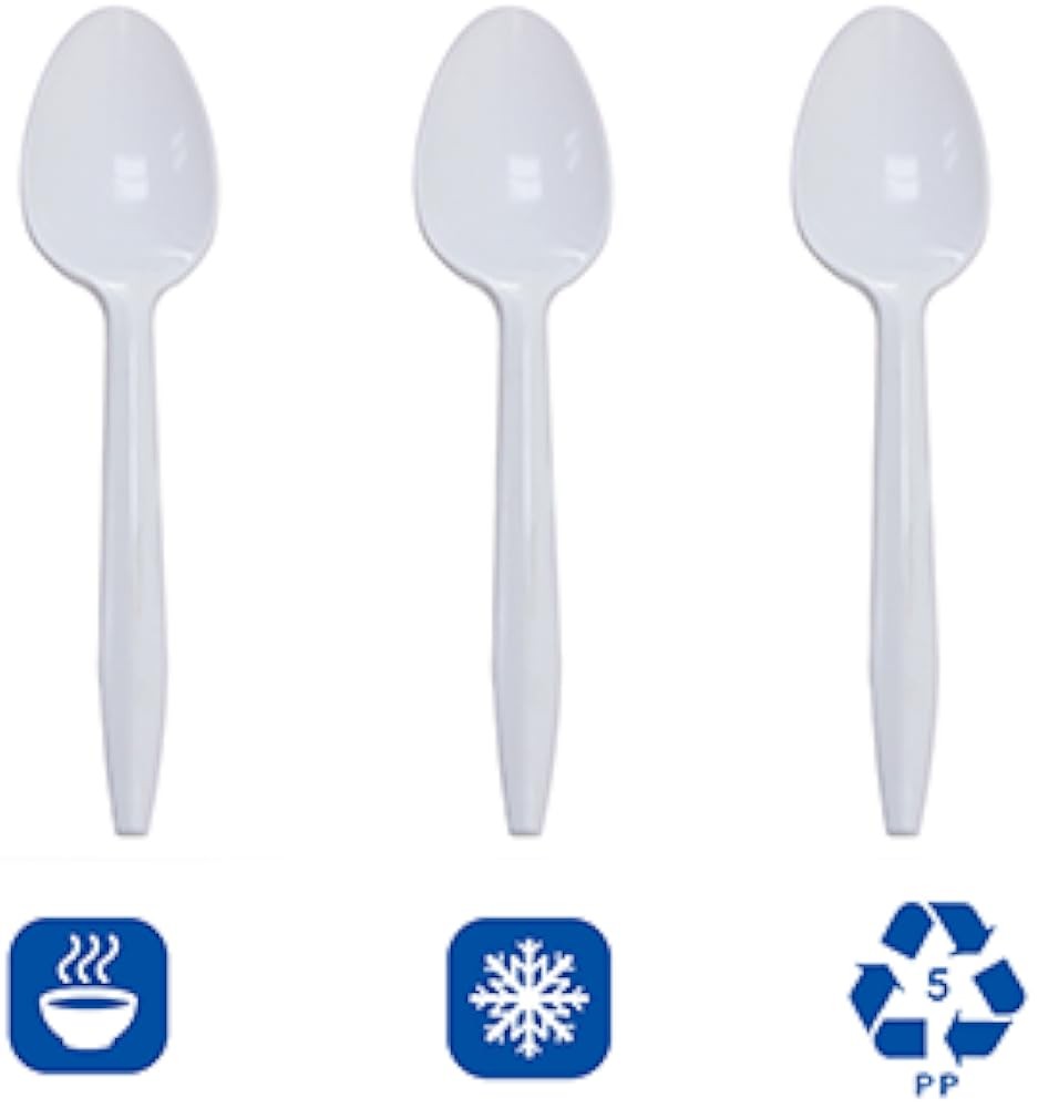 U2008W PP Medium-Weight Disposable Teaspoon, White