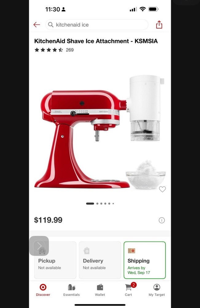 KitchenAid KSMSIA Shave Ice Attachment - White