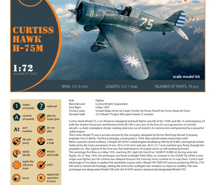 Clear Prop 72029 1/72 H-75M Hawk Plastic model aircraft