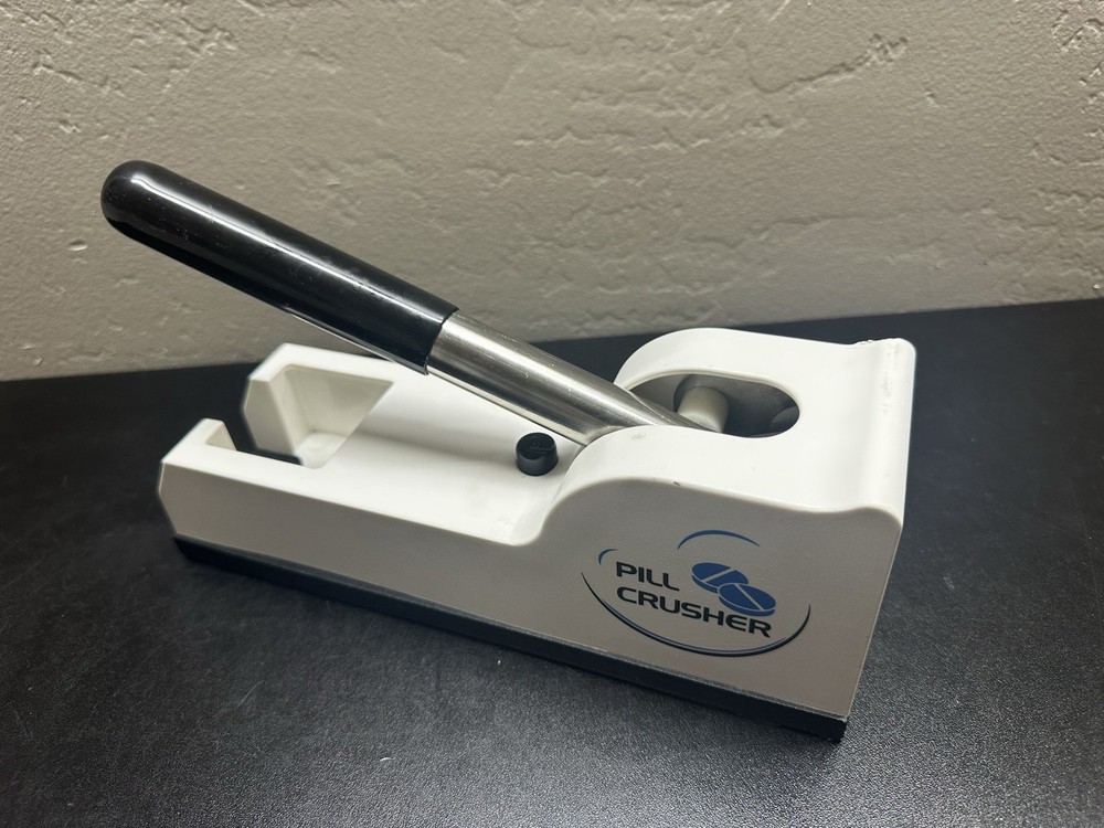 Pill Crusher Hand Operated Push-Down Lever Used Good