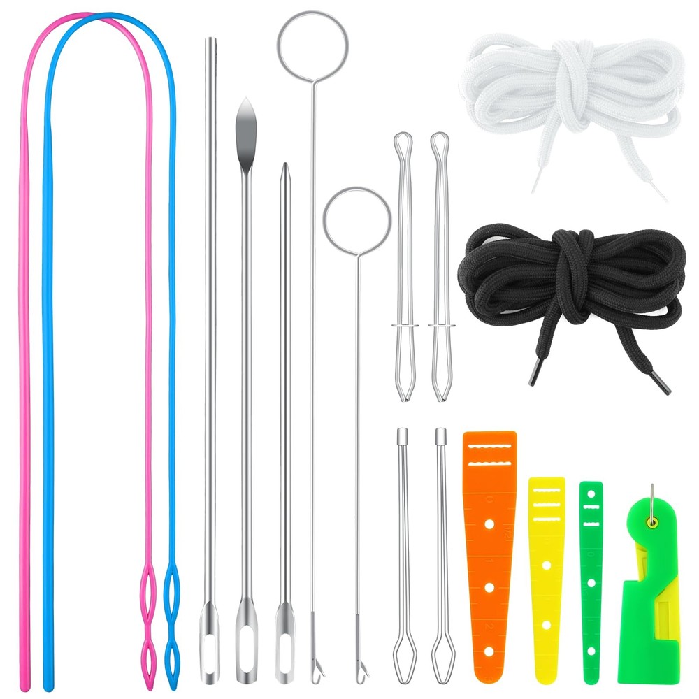 17 Pieces Bodkin Threader Drawstring Threader Set Drawstring Replacement Tools