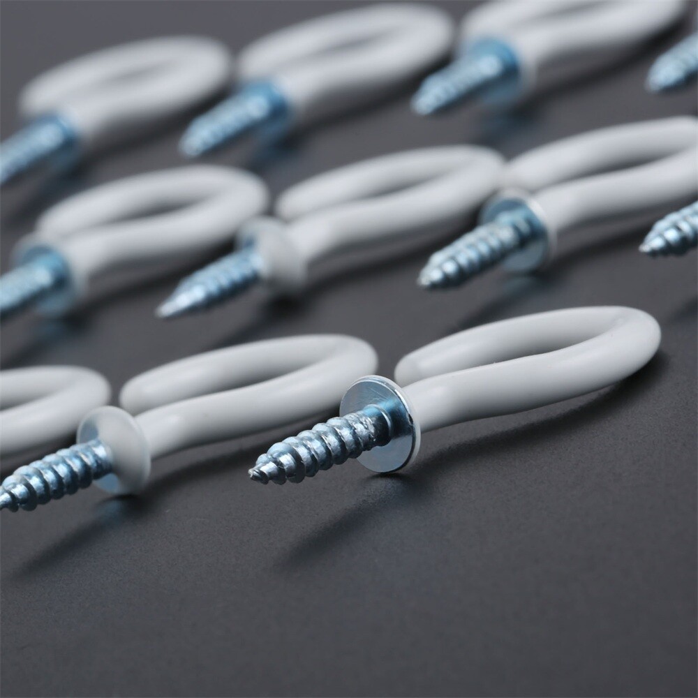 20Pcs 1.54" Strong Sharp White Vinyl Coated Ceiling Hooks Space-saving Hardware