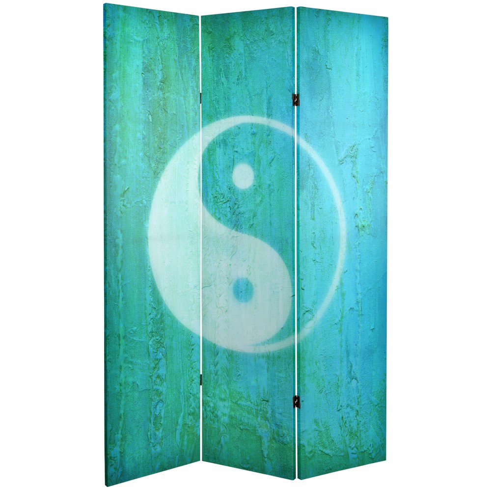 6 ft. Tall Double Sided Yin Yang/Om Canvas Room Divider