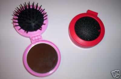 Unique!! TWO Folding COMPACT MIRRORS-BRUSHES-SEW KITS