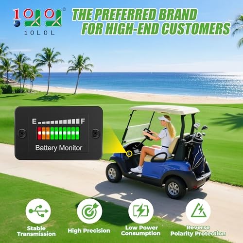 Universal Golf Cart Battery Meter - 12V-72V LED Voltage Indicator with IP65