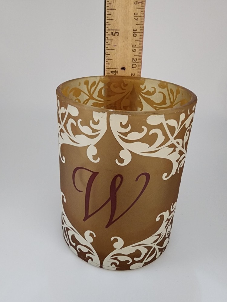 W Initial Glass Candle/trinket Holder